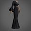 Robe sirène noire - robe de bal avec manche à volants