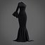 Robe sirène noire - robe de bal avec manche à volants