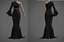 Robe sirène noire - robe de bal avec manche à volants