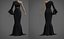 Robe sirène noire - robe de bal avec manche à volants