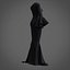 Robe sirène noire - robe de bal avec manche à volants