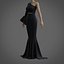 Robe sirène noire - robe de bal avec manche à volants
