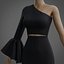 Robe sirène noire - robe de bal avec manche à volants