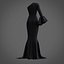 Robe sirène noire - robe de bal avec manche à volants