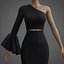 Robe sirène noire - robe de bal avec manche à volants