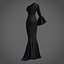 Robe sirène noire - robe de bal avec manche à volants