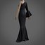 Robe sirène noire - robe de bal avec manche à volants
