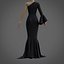 Robe sirène noire - robe de bal avec manche à volants