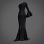 Robe sirène noire - robe de bal avec manche à volants