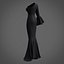 Robe sirène noire - robe de bal avec manche à volants