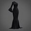 Robe sirène noire - robe de bal avec manche à volants
