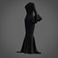 Robe sirène noire - robe de bal avec manche à volants