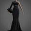 Robe sirène noire - robe de bal avec manche à volants