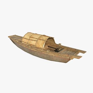 Ancient wooden boats carrying vehicles