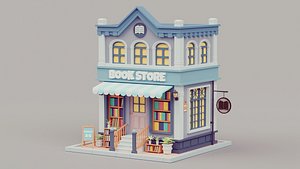 cartoon bookstore 01 3D model