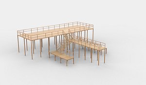 3D Wooden Seaside Pier 03 3D model