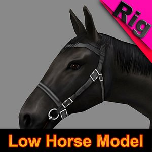 3d horse black rigged model
