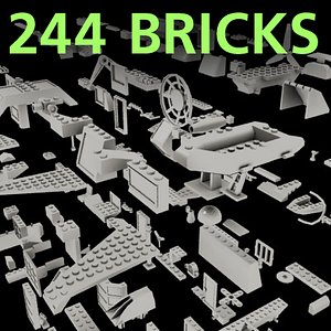 set lego bricks 3d model