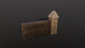 3D Stone wall and column low poly