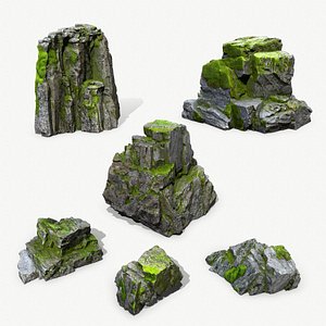 3D Mossy Rock Set model