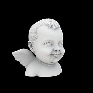 3D Smiling Baby Angel Figure 3D Print Model Cherub Statue