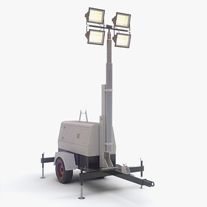 PBR Mobile Light Tower Generator B - Grey 3D model