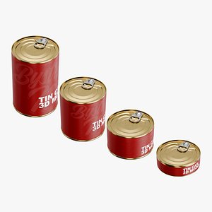 Tin Cans Collection Set - Realistic Food Packaging Mockup
