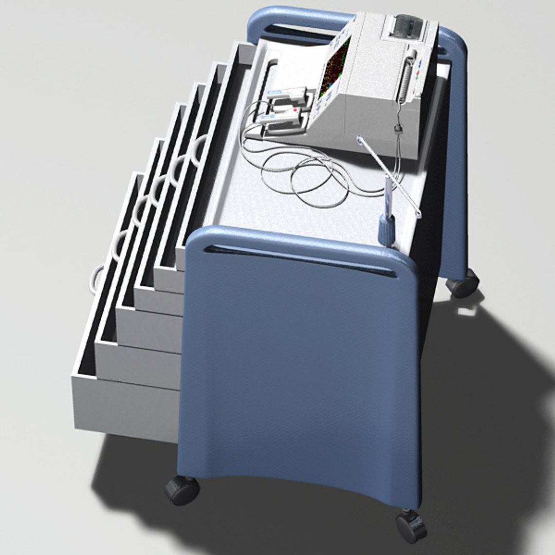Cardiac Defibrillator Crash Cart 3d Model