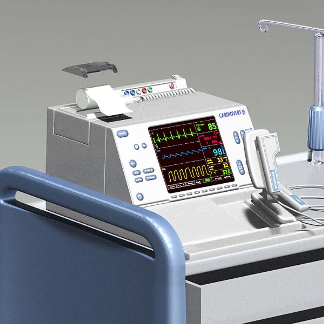 Cardiac Defibrillator Crash Cart 3d Model