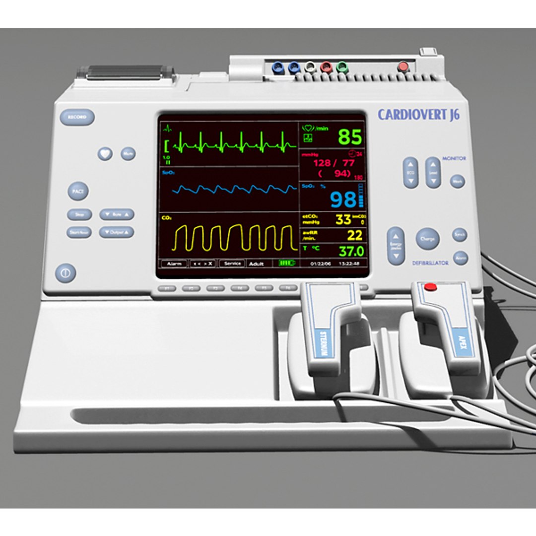 Cardiac Defibrillator Crash Cart 3d Model