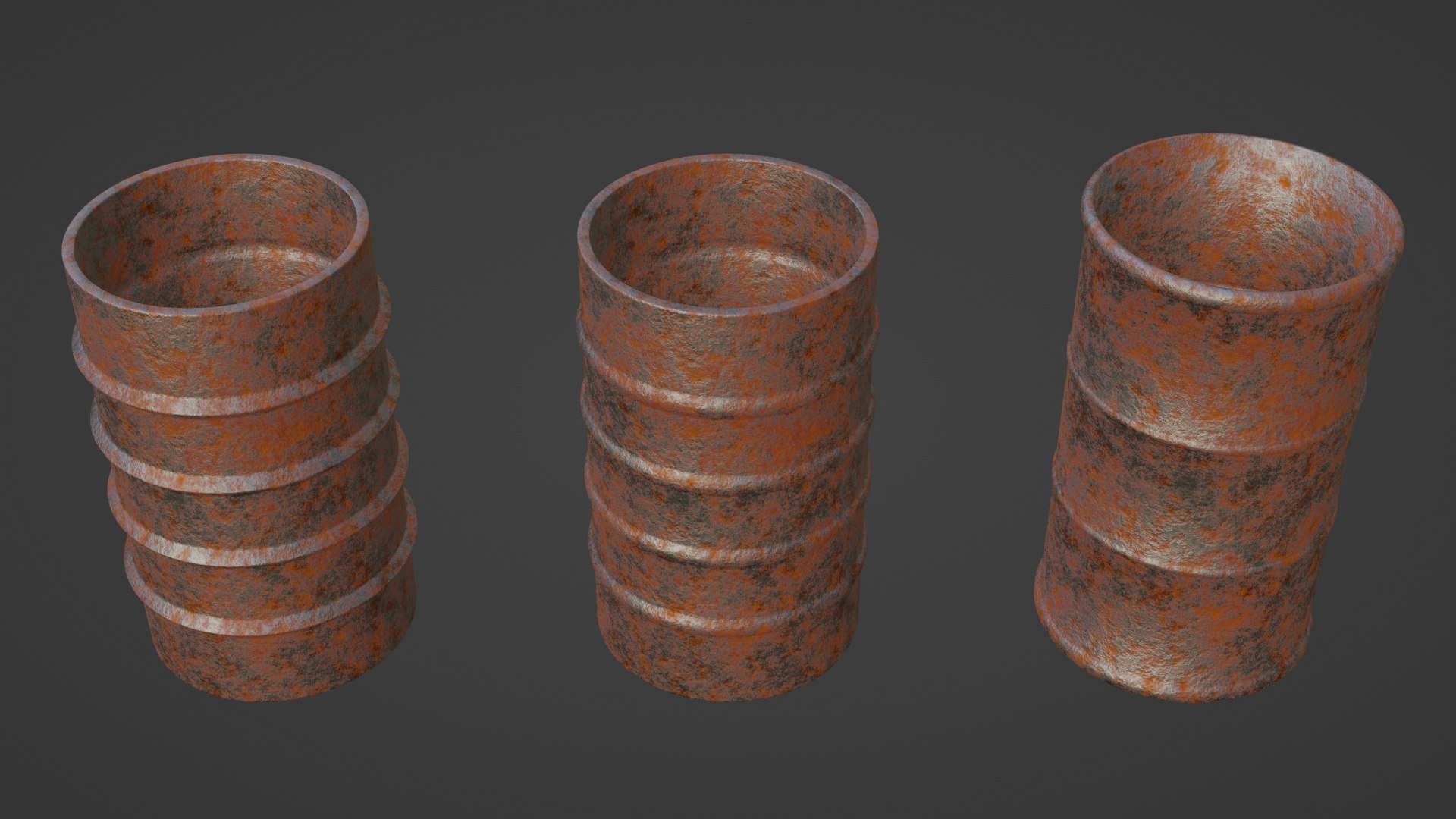 3D Rusty Metal Barrels Model - TurboSquid 1900022