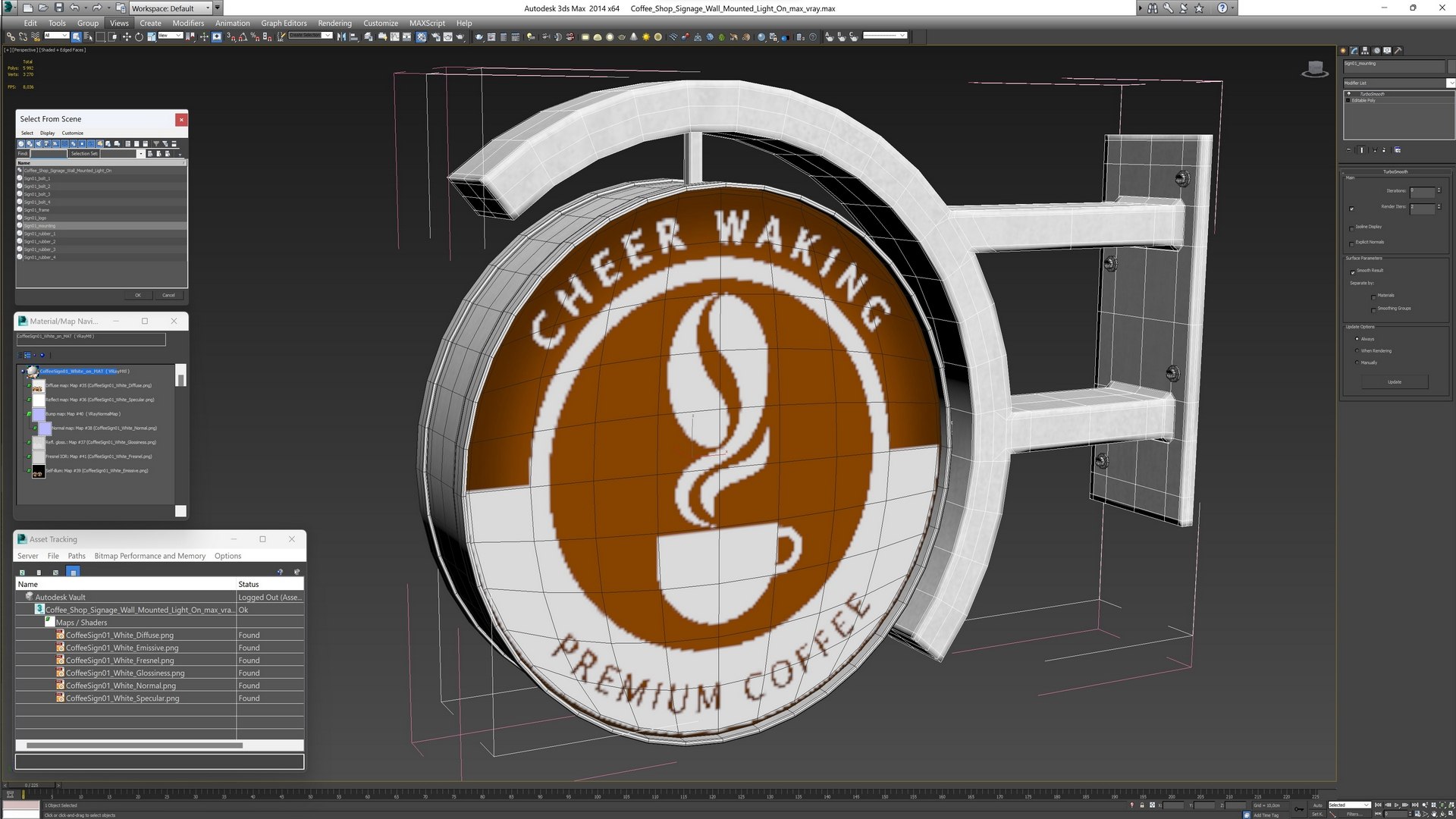 Coffee Shop Signage Wall Mounted Light On 3D Model - TurboSquid 2274854