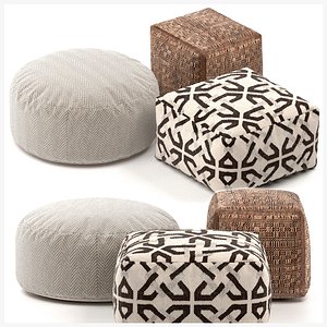 Set Pouf Crater i Barrel 3D model