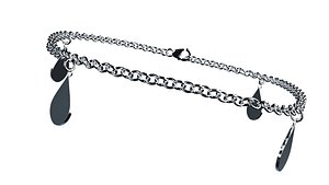 Silver Teardrop Charm Bracelet 3D model