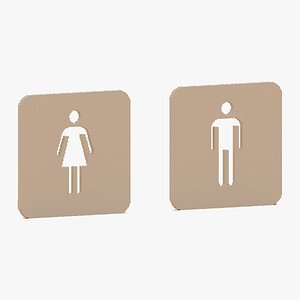 3D Pixel Toilet Signs model