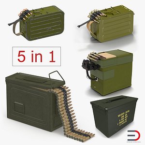 3D machine gun ammunition boxes model