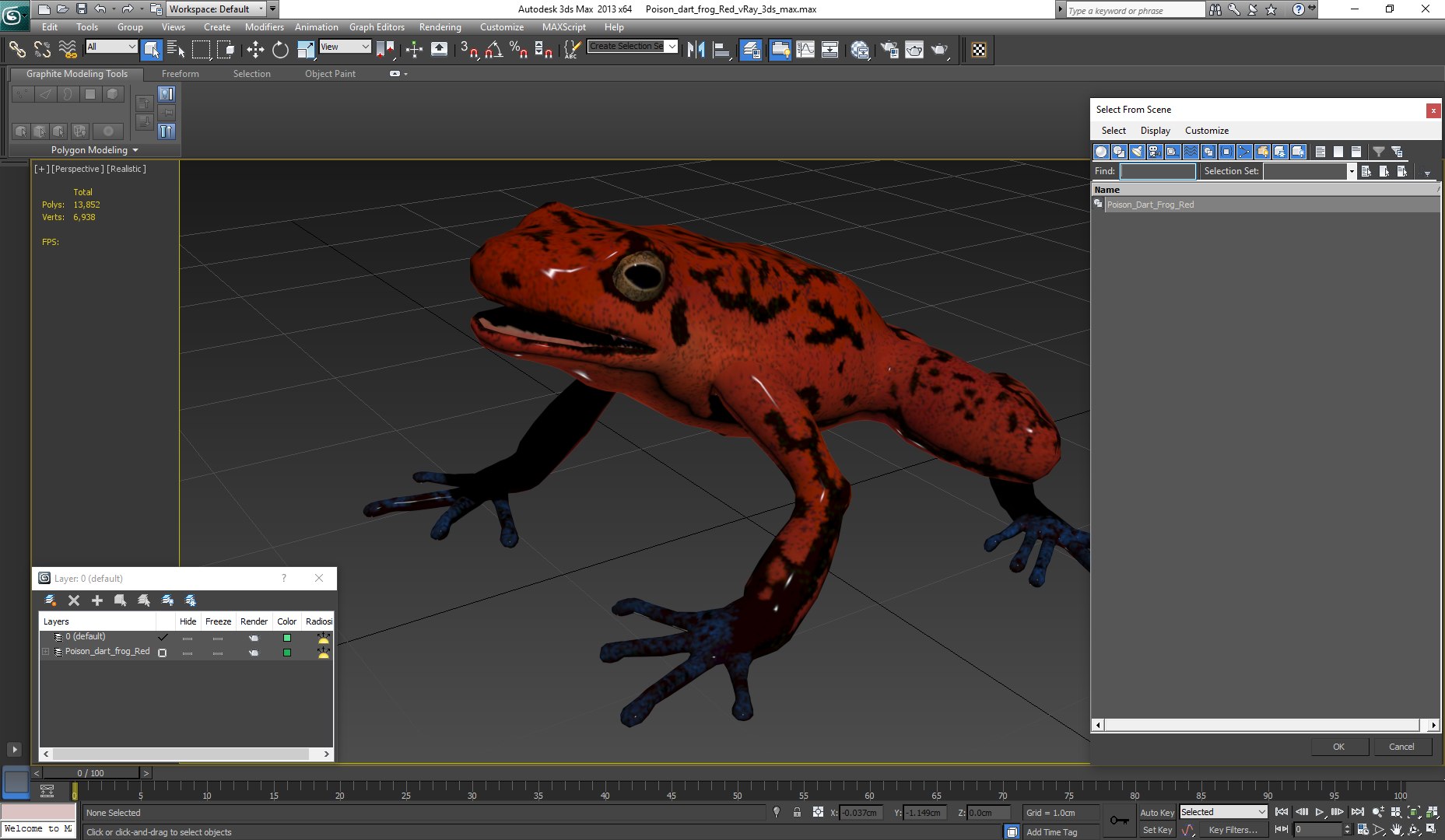 Poison Dart Frog Red 3d C4d