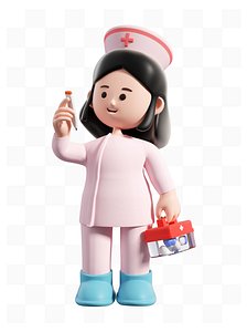 Cartoon style female nurse IP 3D model