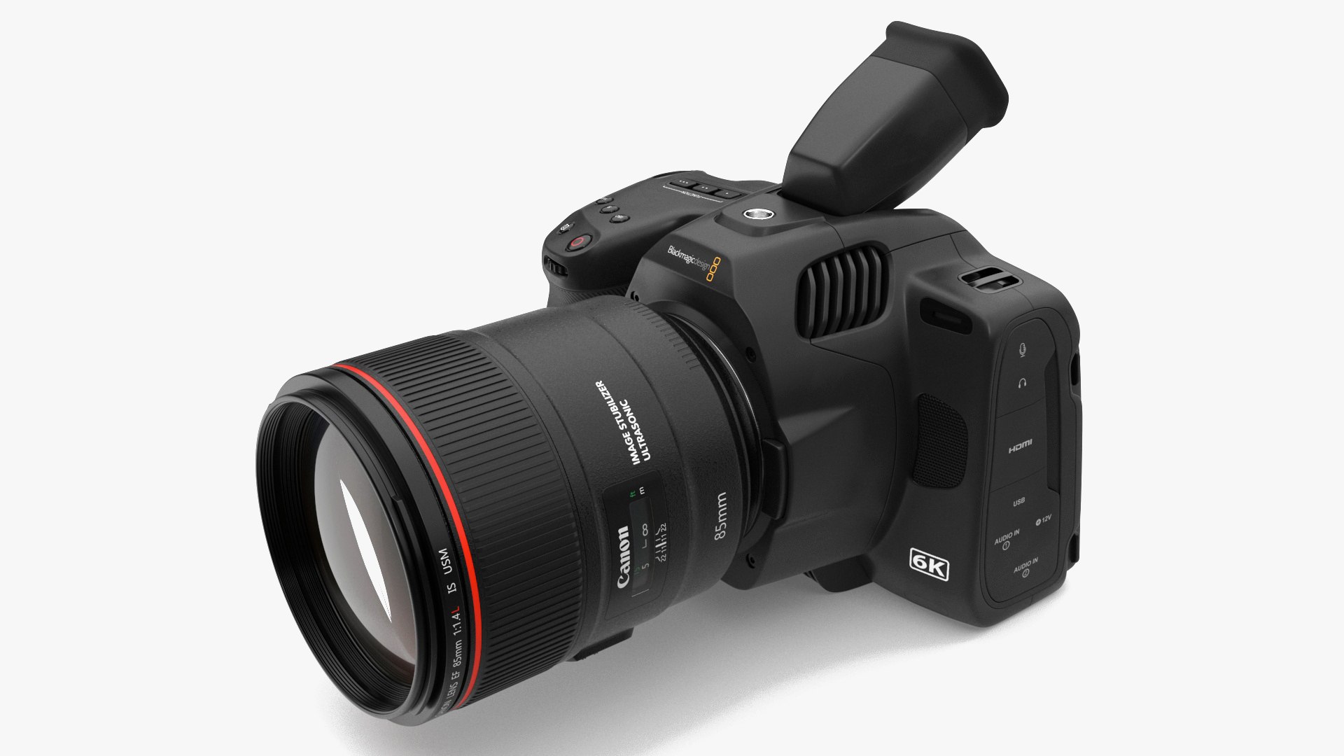 Cinema Camera Blackmagic Design 6K Pro with Lens 3D model preview