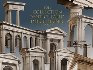 Denticulated Doric order Vignola full collection 3D