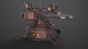 Turret cannon sci fi low poly game ready Low-poly 3D model