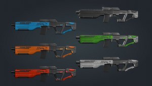 3D Sci-Fi Machine Gun -Low Poly - game ready - PBR model
