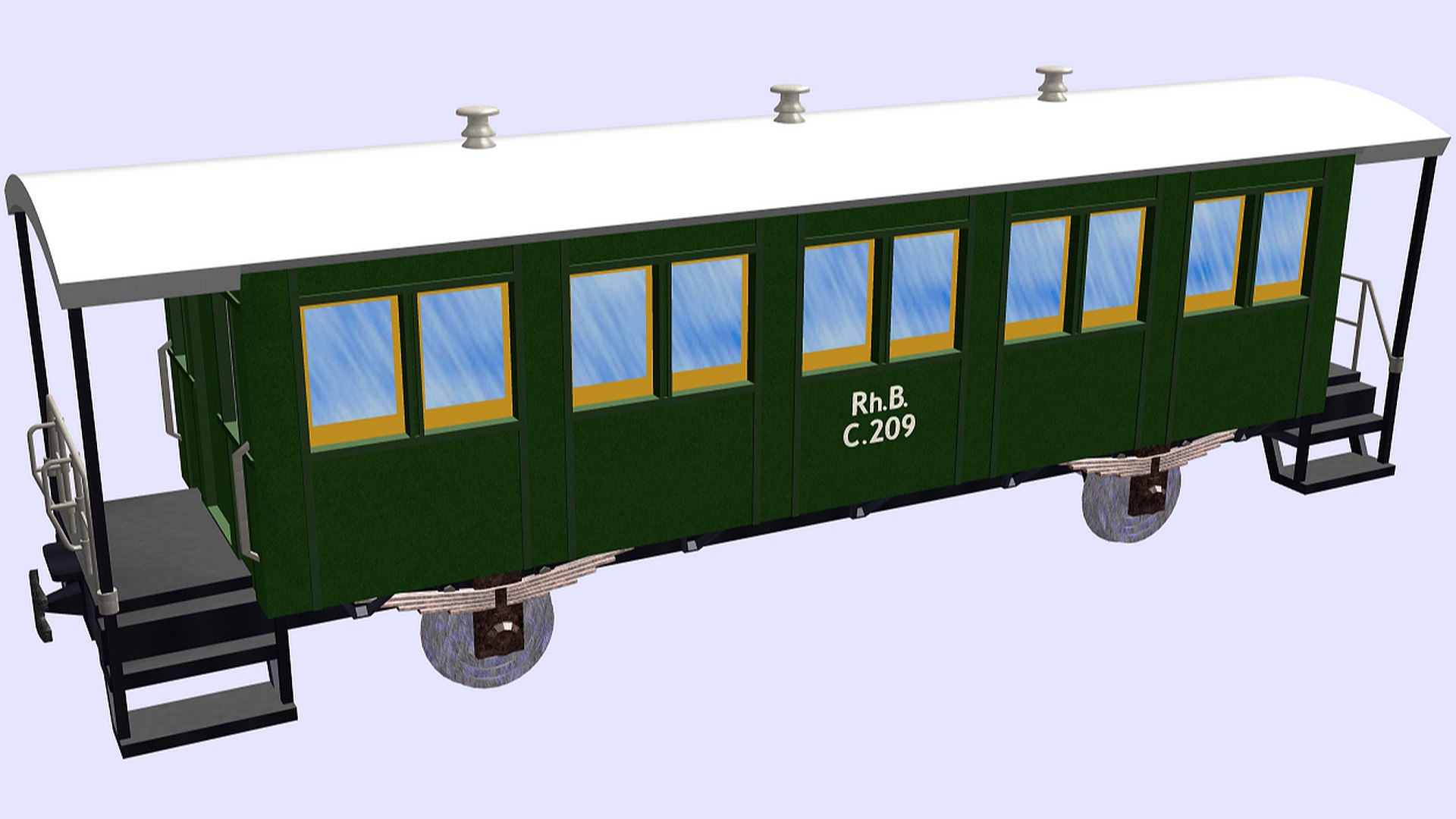 3D Rhb Rhaetian Railway Old Thirdclass Passenger Wagon C209 Built