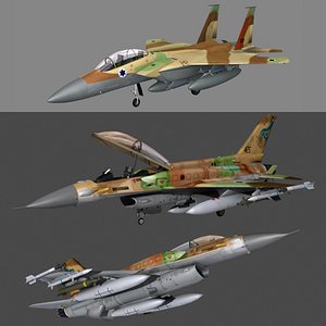 3D model F-16 E and F-15 Israel
