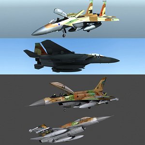 3D model F-16 E and F-15 Israel