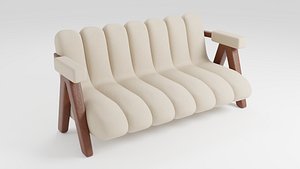 3D model Sofa with Japanese touches in Wabi-Sabi style