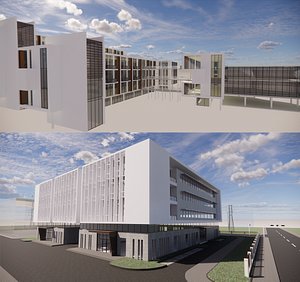 Office Building and dormitory-A10 3D model