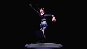 cartoon diver rigged facial animation 3d model