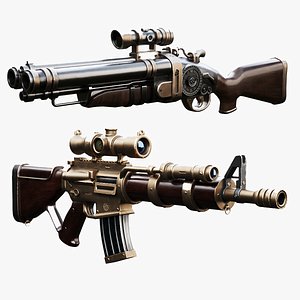 3D model Steampunk Guns Bundle