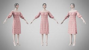 Dress 16 Crimson Bloom Lattice 3D model